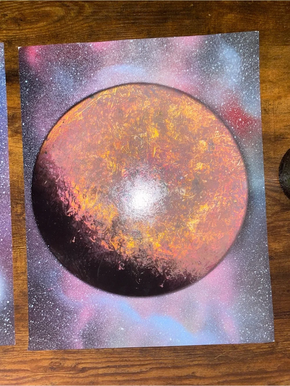 Abstract Planet Spray-Paint Art Print in Pink and Orange